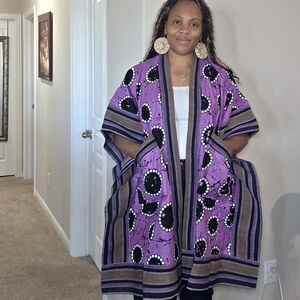 Asooke Ankara Kimono Duster/African Print Jacket/ Tribal Kimono With Pockets/One